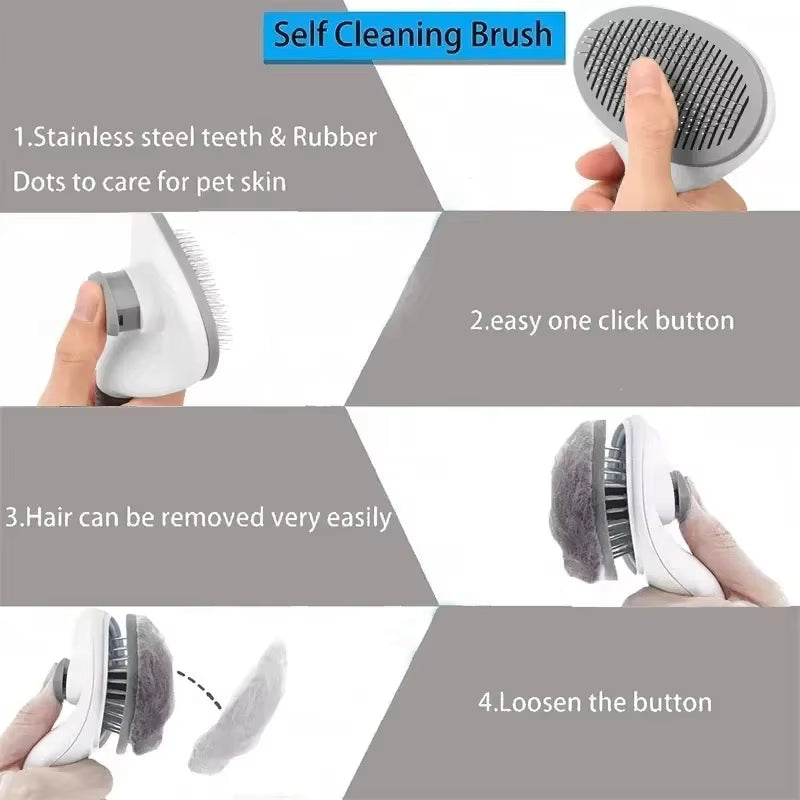 Pet Dog Brush Cat Comb Self Cleaning Pet Hair Remover Brush For Dogs Cats Grooming Tools Pets Dematting Comb Dogs